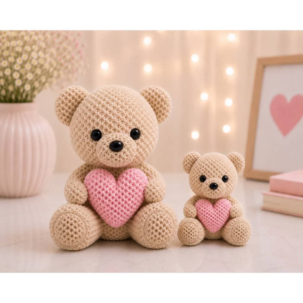 Ursinho com Coração – Decoracao de Plastico Quarto Infantil Bebe Cha Revelação Fraldas Maternidade-Tamanho Grande 12cm