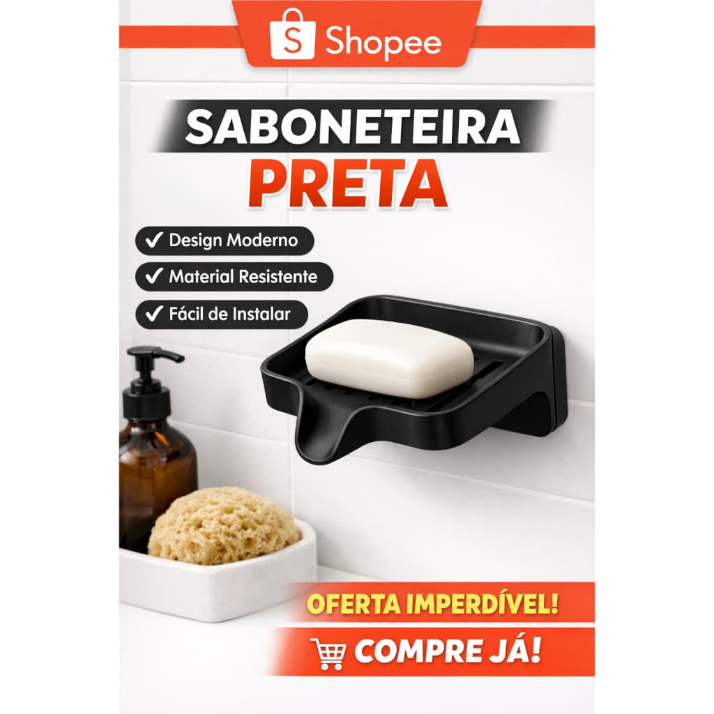 Saboneteira Moderna de Parede Adesiva Sem Furo – Organizador de Banheiro, Design Elegante