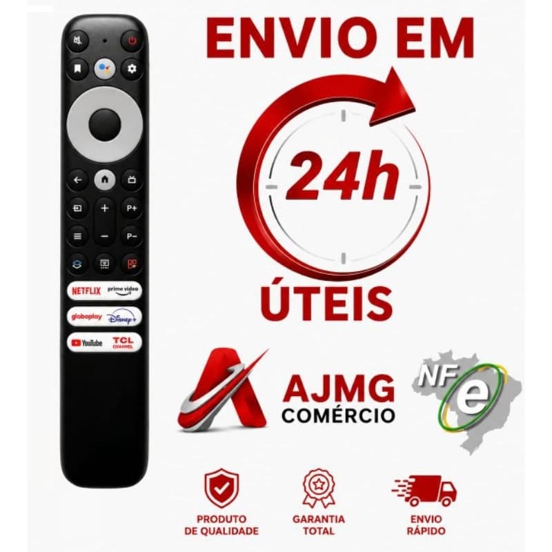 Kit Controle Remoto Para Tv Tcl Smart 4k Rc902v Netflix Youtube