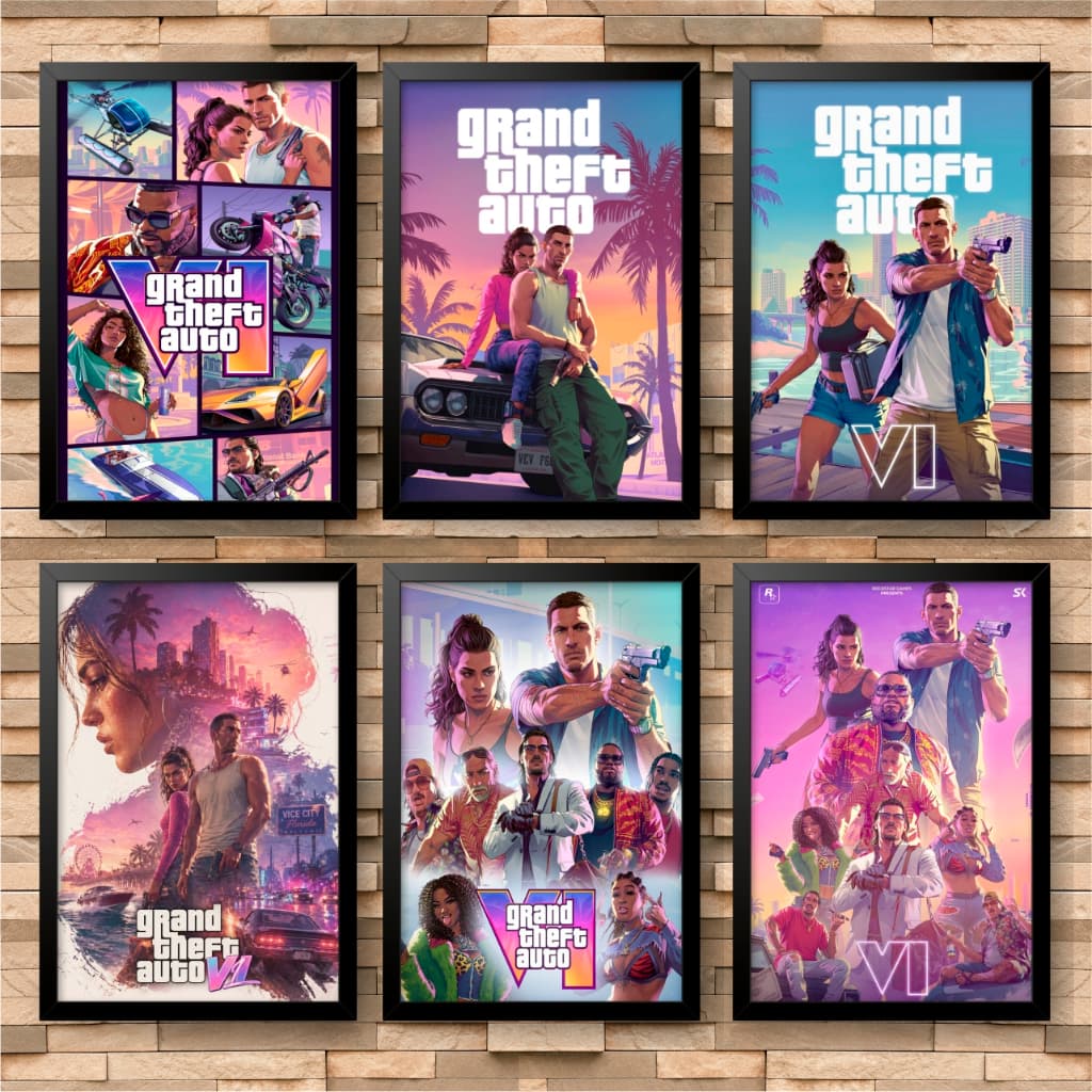 Quadro decorativo Gta 6 - Grand Theft Auto 6, game, nerd, geek, decorar ambiente