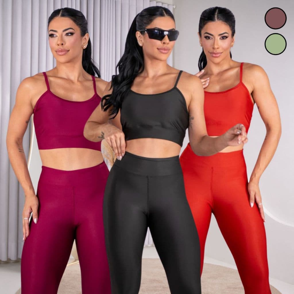 Look Academia Legging Cós Alto Top Alcinha Feminino Zero Transparência Treino Fitness