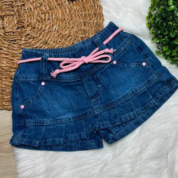 Short Saia Jeans infantil  Meninas 01 a 03 anos