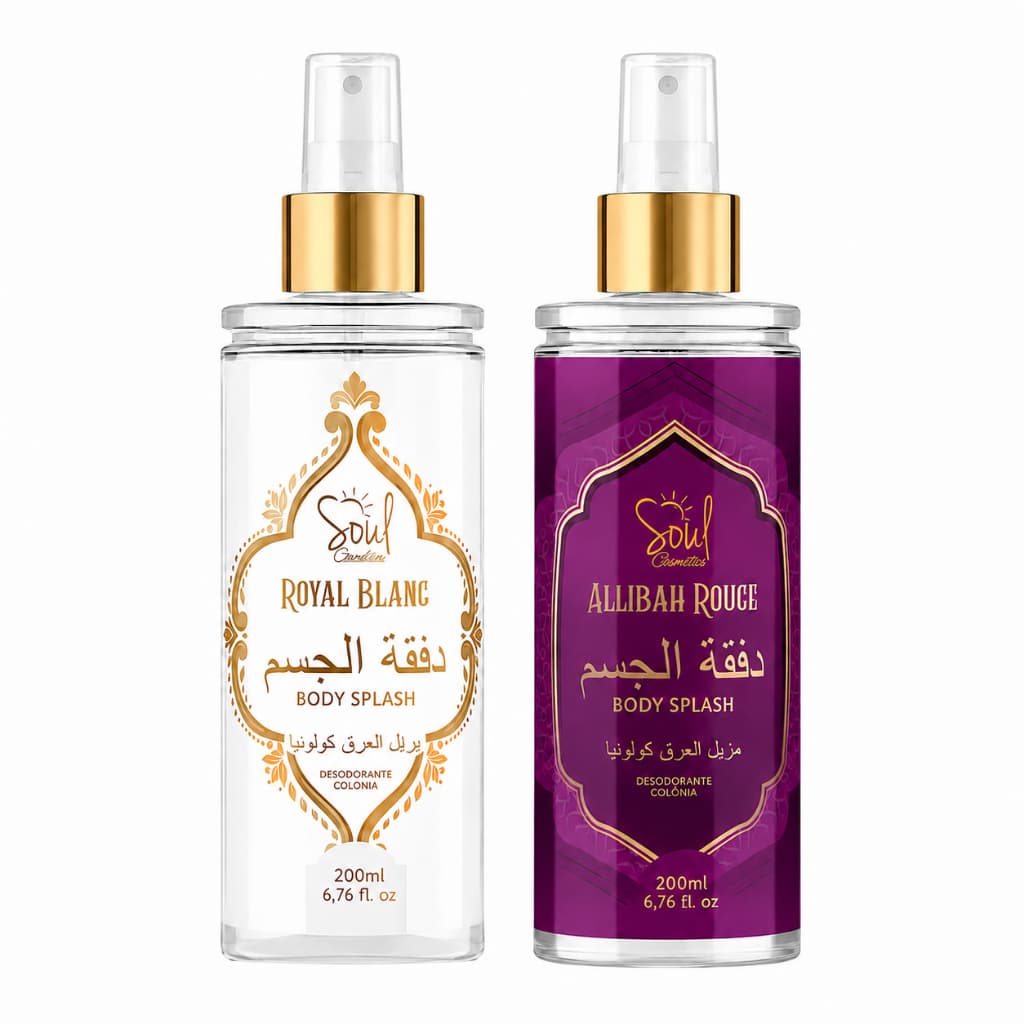 Kit Body Splash Perfume Arabe Feminino Royal Blanc E Allibah Rouge Soul 200ml
