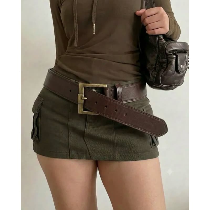 Cinto Largo De Couro YEE , Cintura Versátil E Moderna Com Fivela De Pino Feminina Faixas Grunge