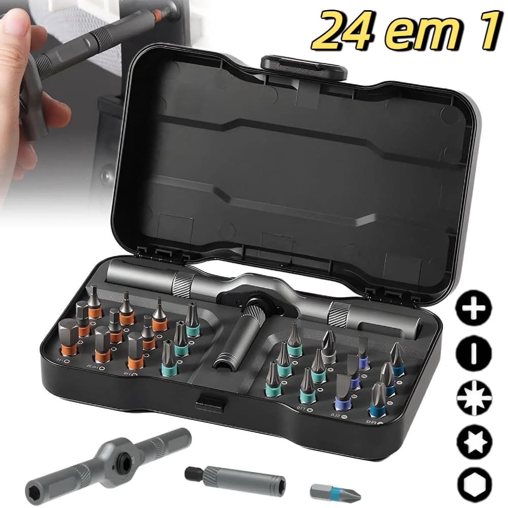24 Em 1 Chave De Catraca Conjunto De Fenda Com Bits Magnéticos Ferramentas Manuais De Precisão