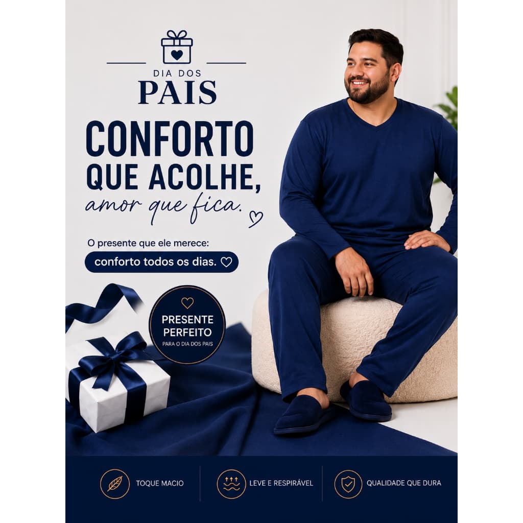 Pijama Masculino Longo | Especial Dia dos Pais – Conforto, Leveza e Qualidade