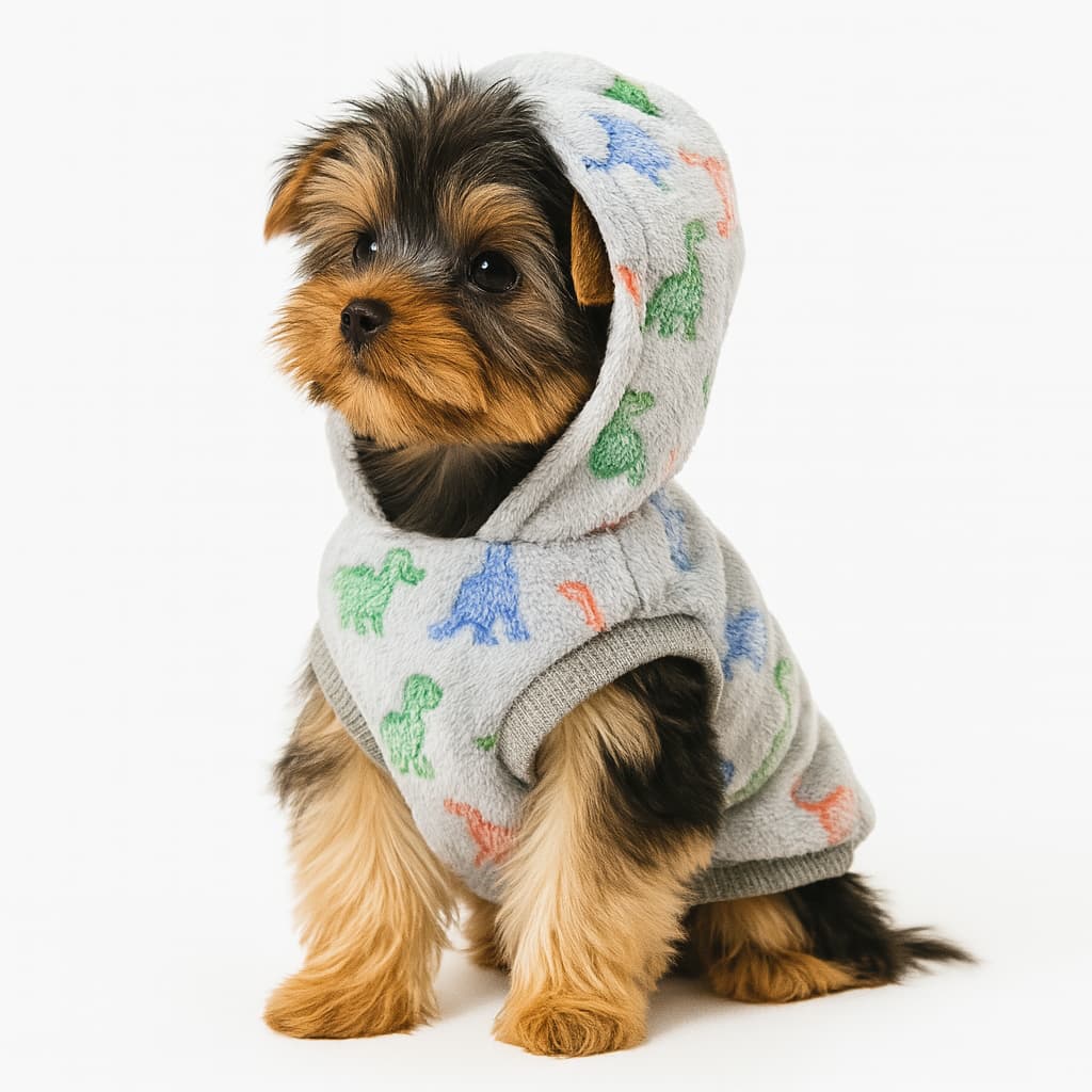 Roupa Pijama Pet Cachorro Gato Animal de Estimação Quentinha Brilha no Escuro Com Touca Confortavel