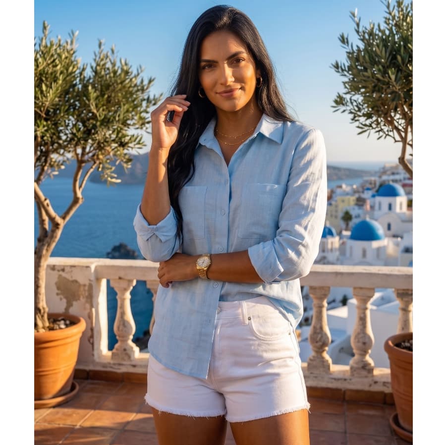 Camisa Social Básica Viscolinho Fresquinha Confortável Não Amassa Estilo Blogueira Chic Verão AF