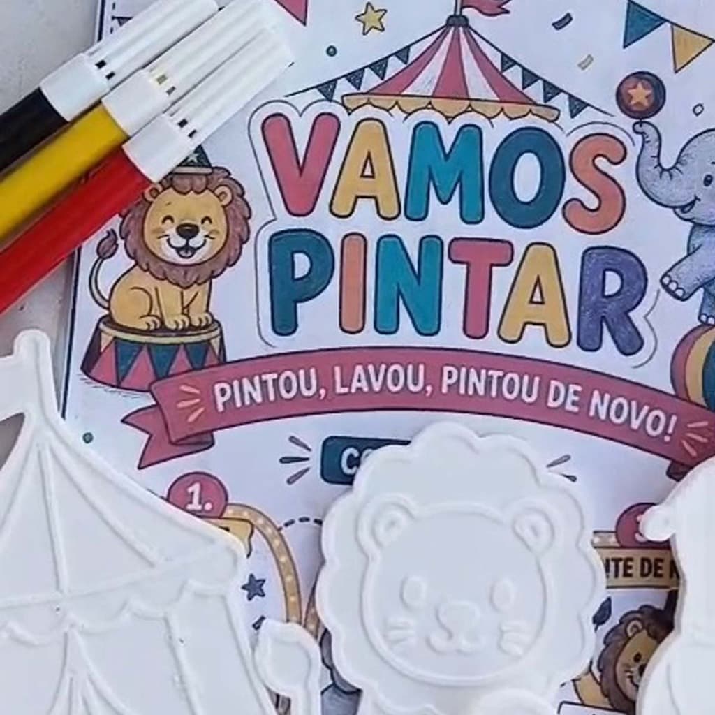 Kit de Colorir 3D Lavável para Pintura Infantil Reutilizável com Pincel e Tintas Atividade Criativa