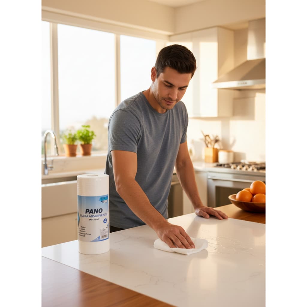 Rolo de Pano Multiuso Ultra Absorvente 100 Folhas Reutilizável Profissional Limpeza Durável