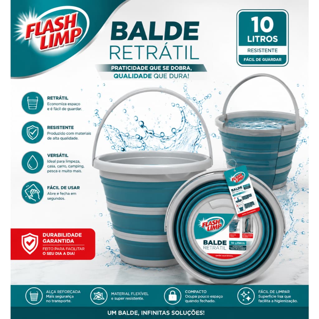 Balde Retrátil 10 Litros Silicone Flash Limp