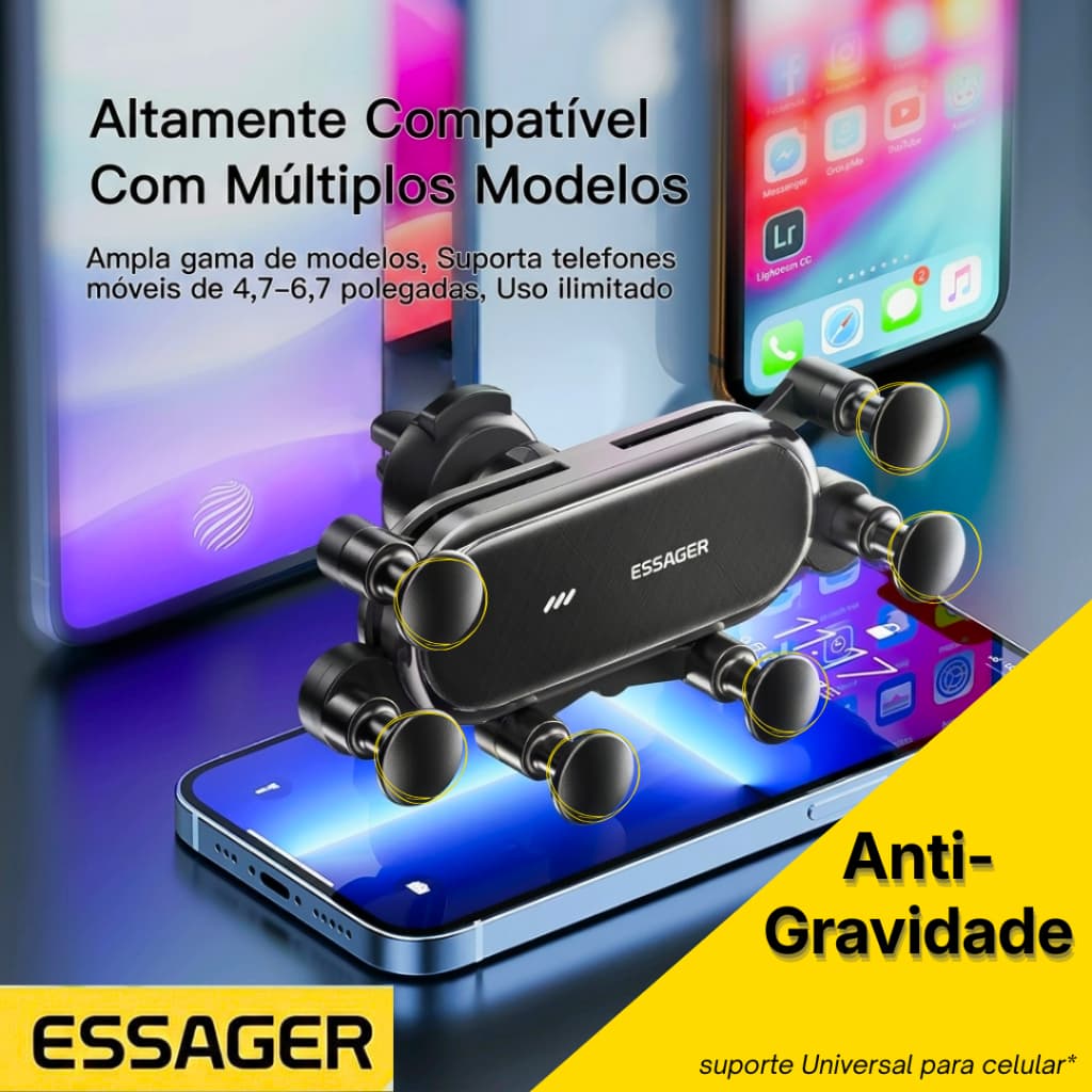 Suporte de celular para motorista - Antigravidade ESSAGER Apoio ao Ar Condicionado Universal para iPhone Samsung Xiaomi