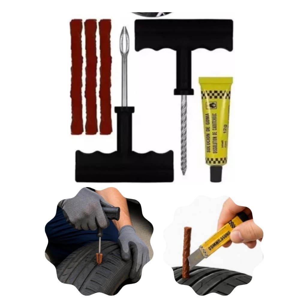 Kit Reparo Furo Pneu Bicicleta Bike, Motocicleta ou Carro - 6 peças - Socorro em emergências