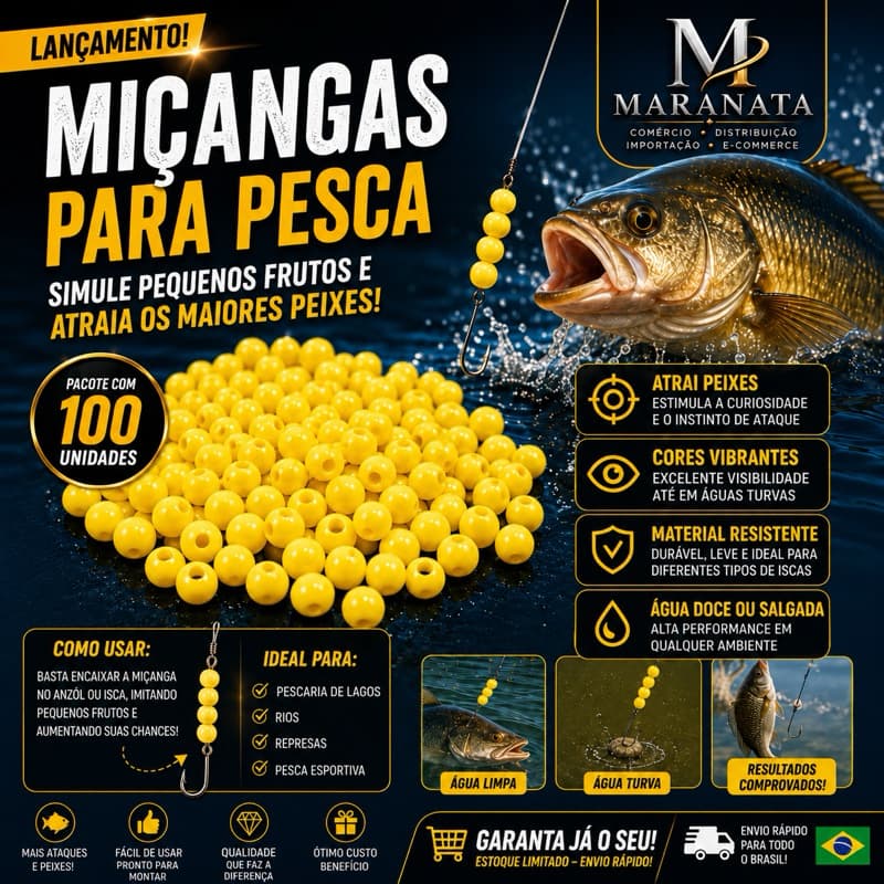 Miçangas para Pesca - 100 Unidades | Simula Pequenos Frutos e Atrai os Melhores Peixes!