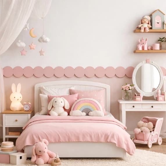 Rodameio Rosa 3D Autocolante Bolinhas Faixa Decorativa Parede Quarto De Bebê Menino E Menina Infantil