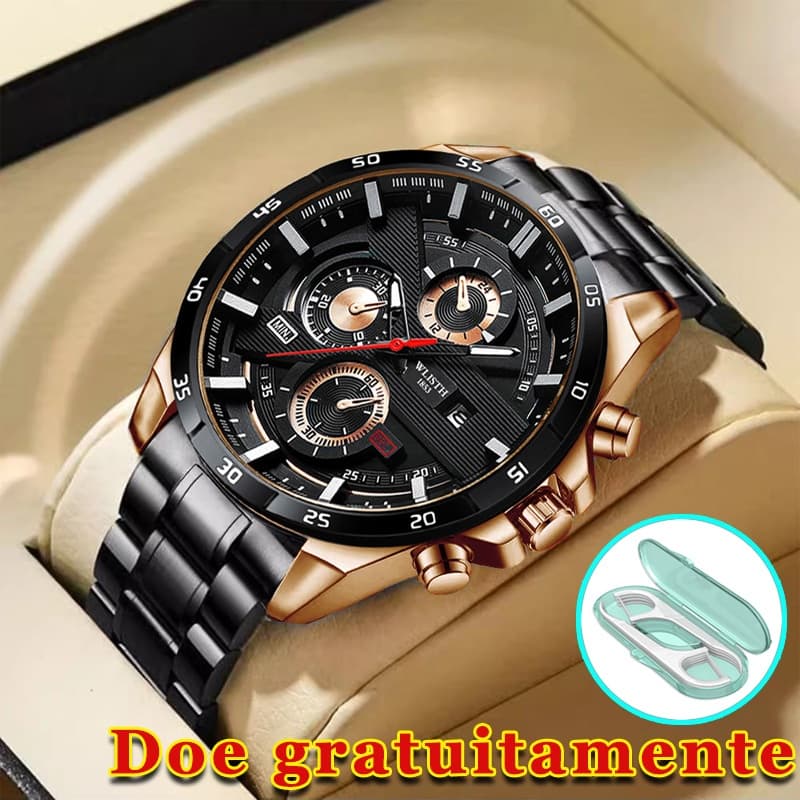 【Free Gift】Original Men's Waterproof Watch Calendar premium Steel  Luxury Fashion