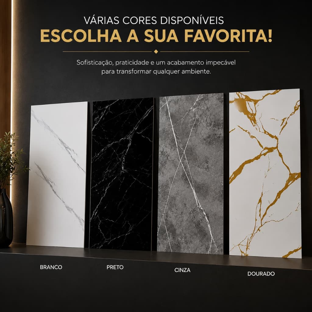 Kit Placas Adesivas Mármore Parede Autocolante Painel Porcelanato 30X60