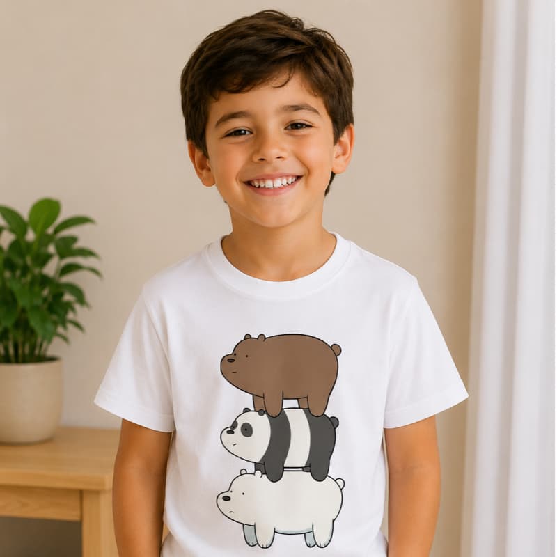 Camiseta infantil menino menina urso sem curso personagens desenho