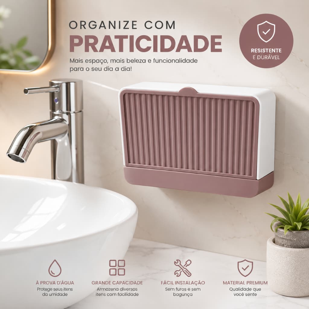 Suporte Saboneteira  Tampa e Gaveta de Drenagem