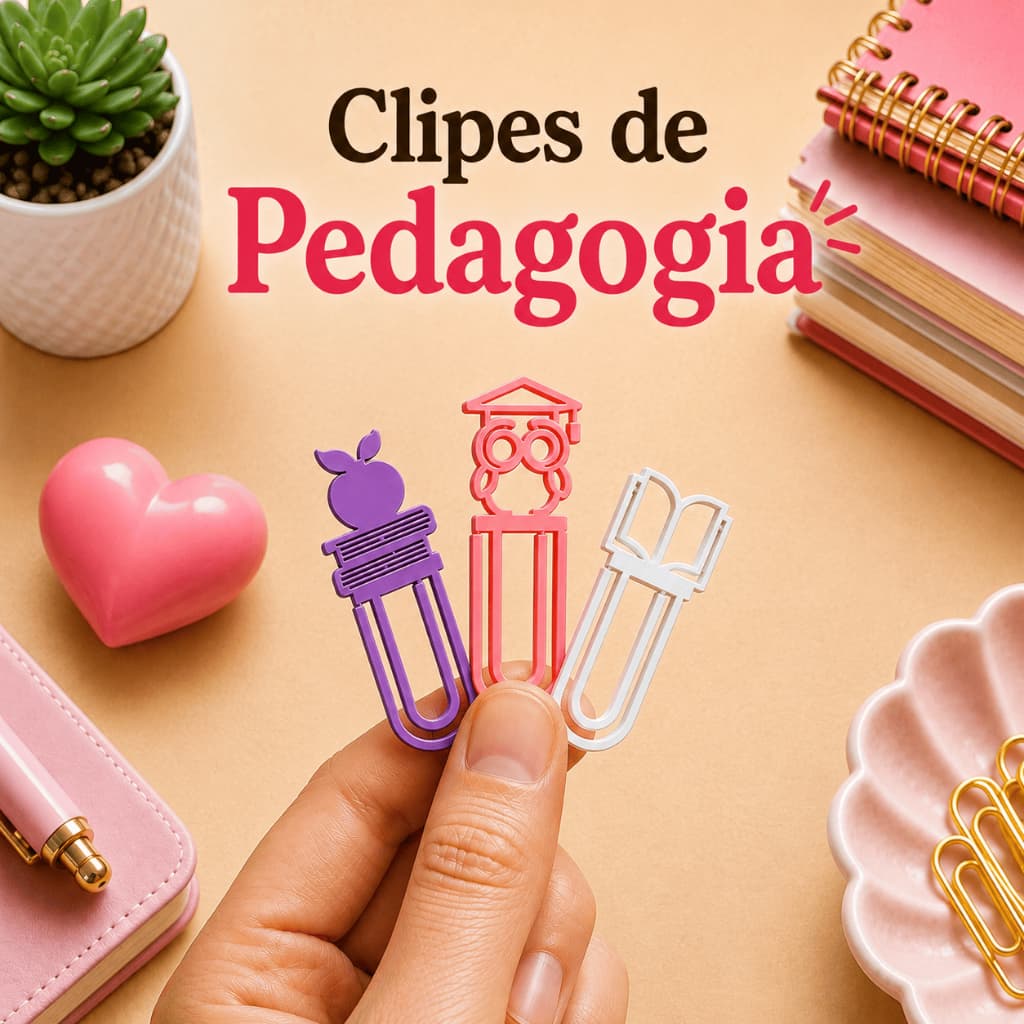 50 Clipes de Papel Pedagogia | Marca Página Professor(a), Livro, Planner e Caderno