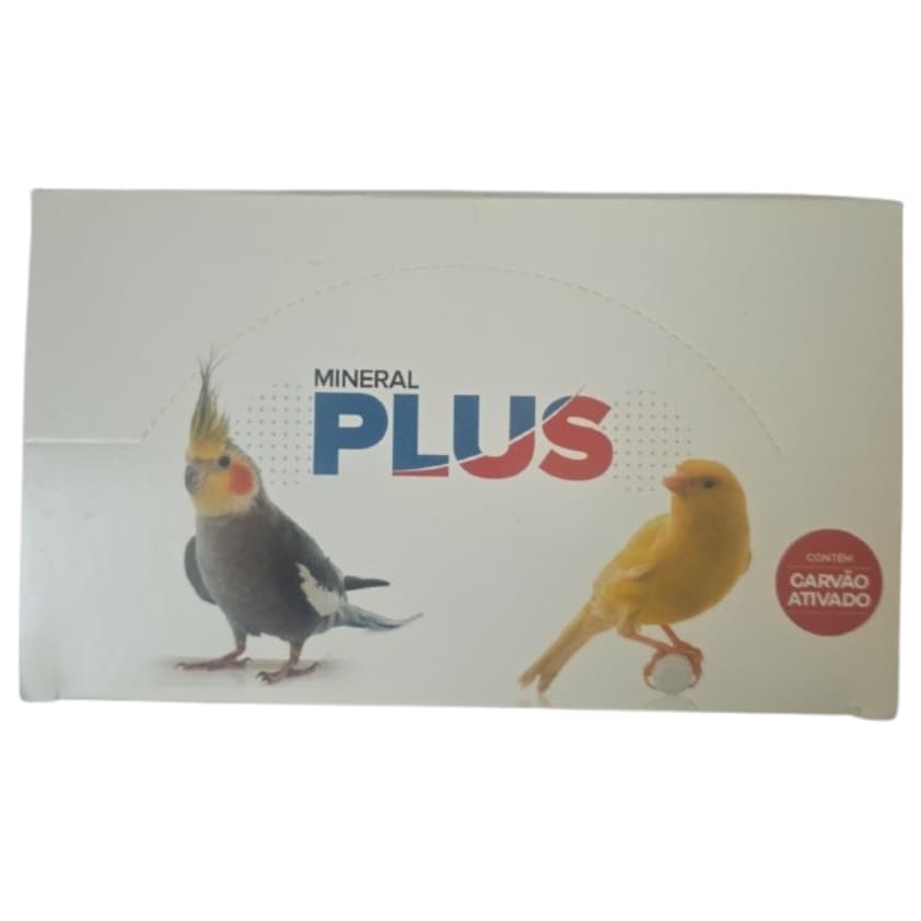 Bloco Mineral Plus para pássaros (periquito, canário, pardal, passarinho) com carvão ativado (30 g)