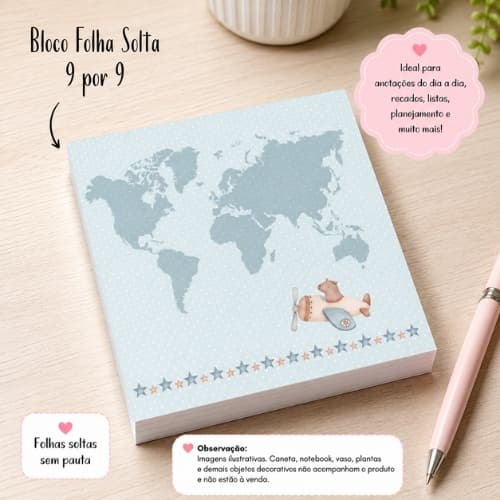 Kit 2 Blocos Folhas Soltas "Capivara" 9cm por 9cm. Papelaria