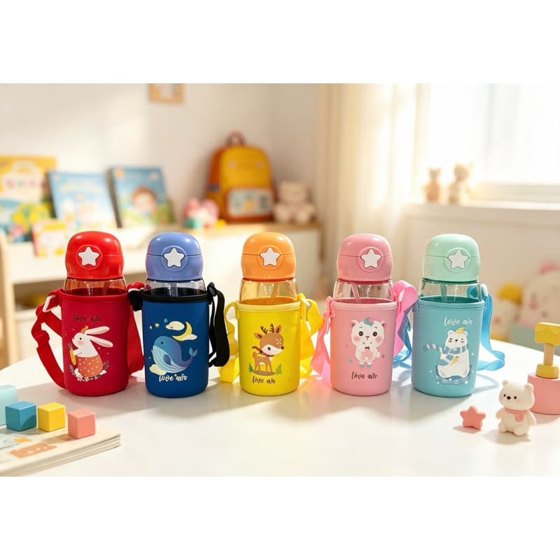 Garrafa de água infantil com uma bolsa para por a garrafa 500ml