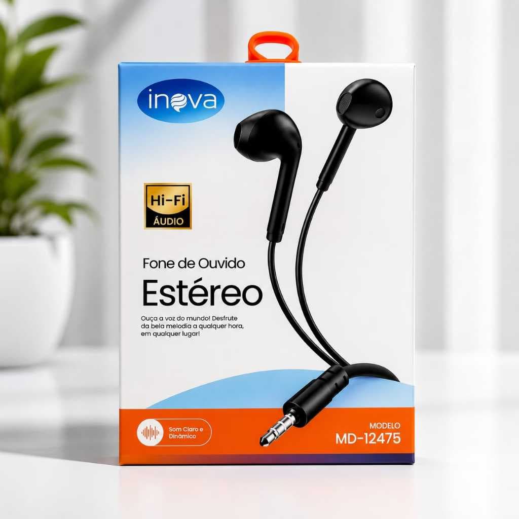 Fone com fio esteréo preto aveludado comfortavel