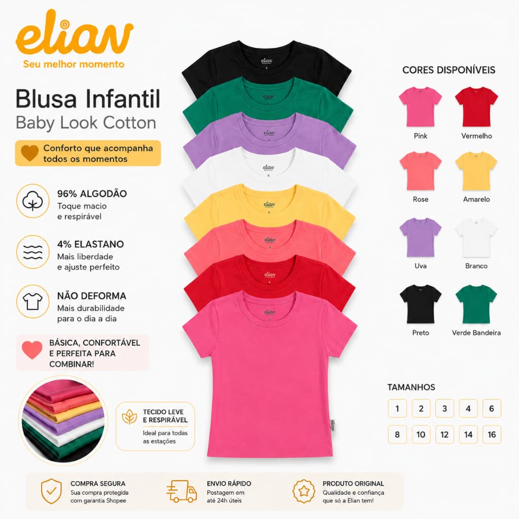 Camiseta Menina Cotton Elian do 1 ao 16