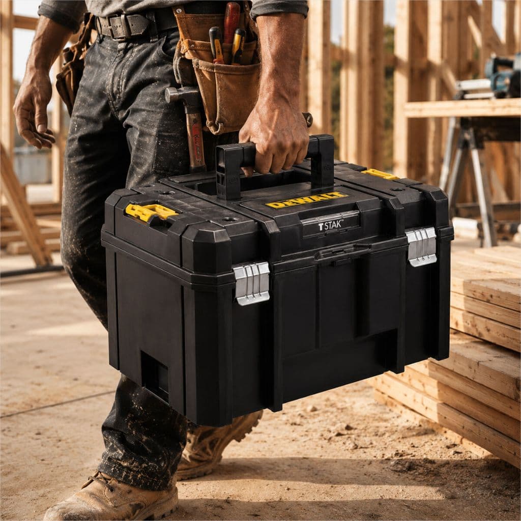 Caixa Modular Organizadora Tstak Com Tampa Caixa Organizadora Dewalt Com Bandeja Interna Preta