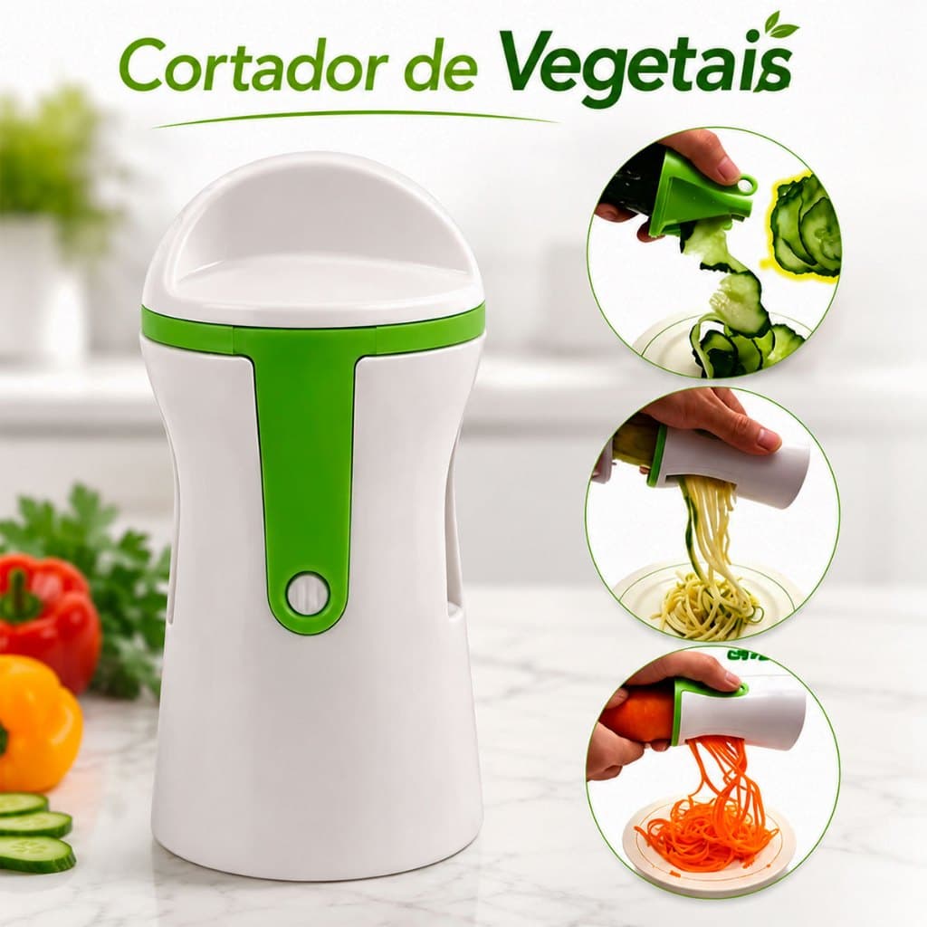 Cortador de Legumes 3 em 1 Fatiador Em Espiral Cortador Abobrinha Cenoura Lâmina em Aço Inox