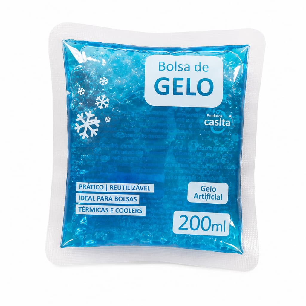 Bolsa de Gelo Artificial Casita 200ml Reutilizável para Bolsa Térmica Cooler Compressa Fria Portátil