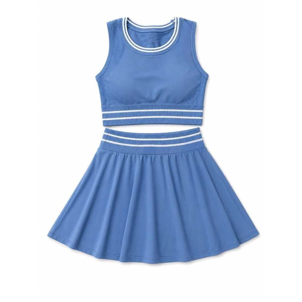 Conjunto Fitness Feminino Top + Saia Shorts Interno Premium