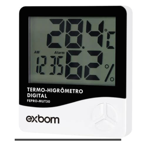 Termômetro Digital de Parede Termo Higrômetro Medidor Temperatura e Umidade Exbom
