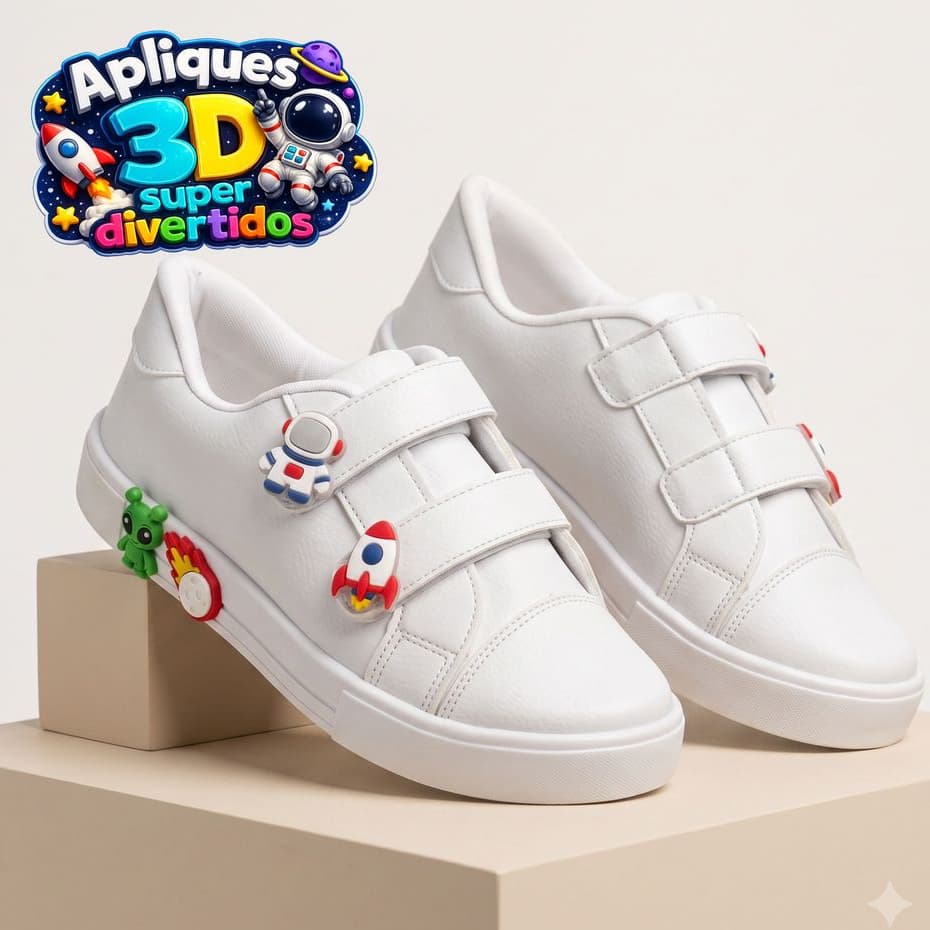 Tênis Infantil com Velcro Macio Confortável Antiderrapante Menino astronauta  Leve  Casual