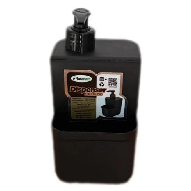 Dispenser Detergente Com Bico Dosador 500ml Porta Esponja Bucha  - Preto