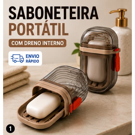 Saboneteira Portátil Para Viagem Porta Sabonete Com Drenagem Interna Tampa Vedada Não Vaza