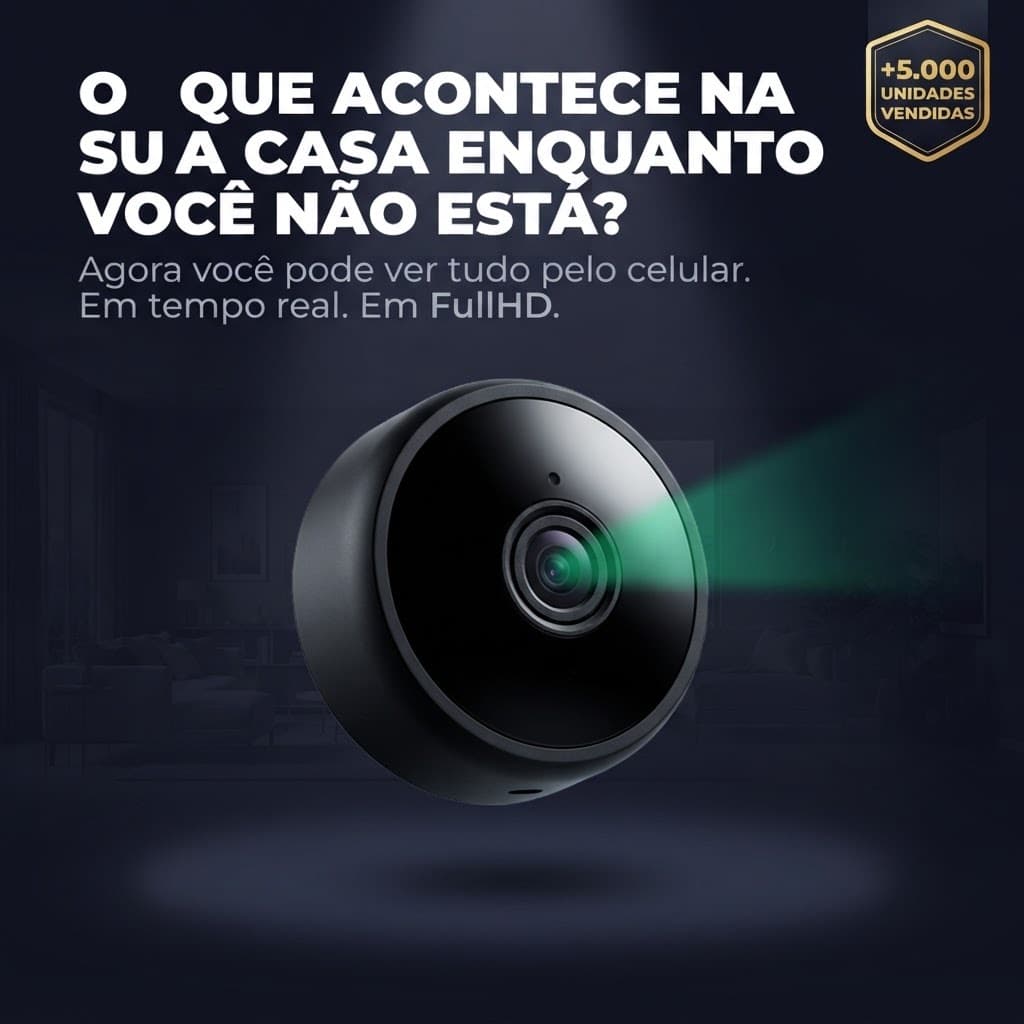 Câmera de Segurança Wi-Fi FullHD 1080p Sentry Dot — Visão Noturna 10m + Detecção Movimento + Áudio | Mini Câmera A9