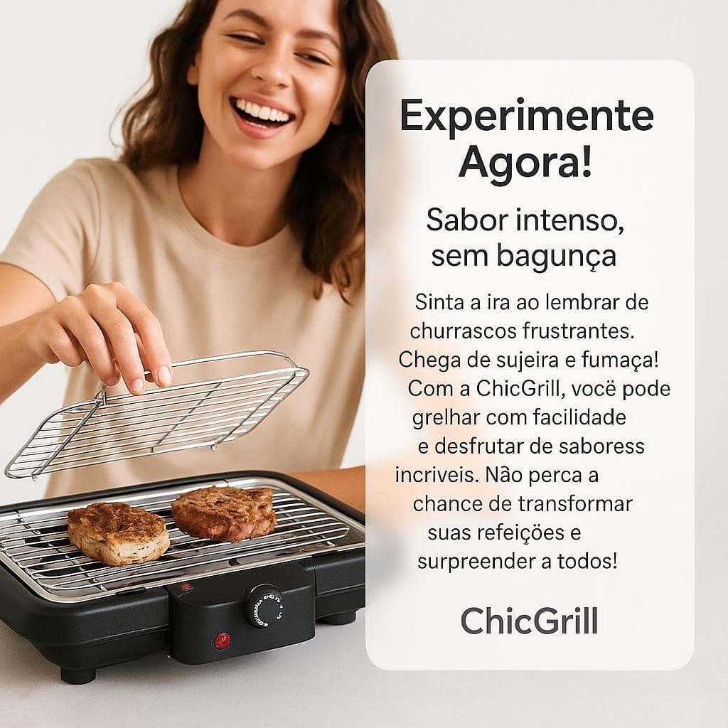 Churrasqueira Elétrica Portátil Anti adherente Compacta 127V