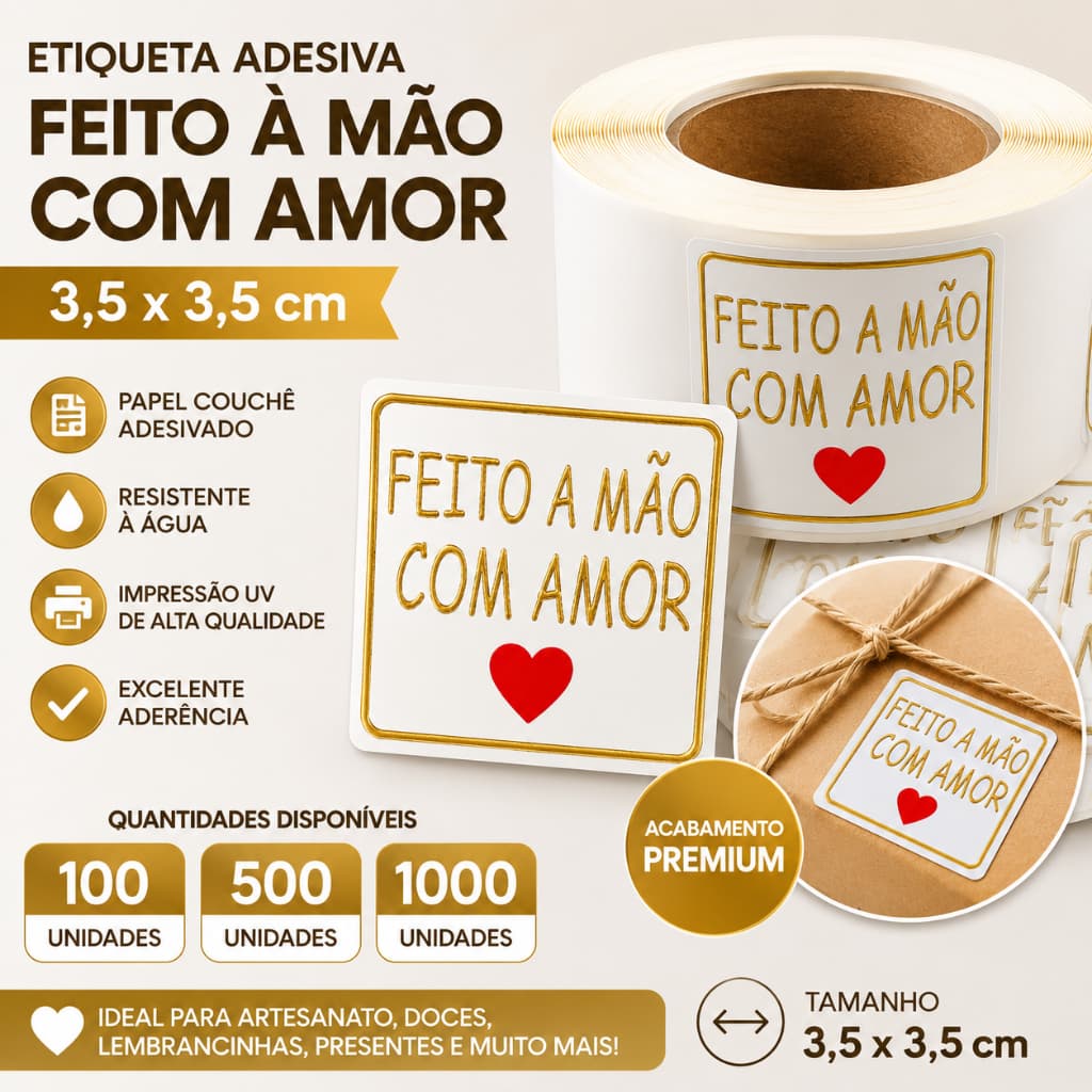 ETIQUETA ADESIVA FEITO À MÃO COM AMOR