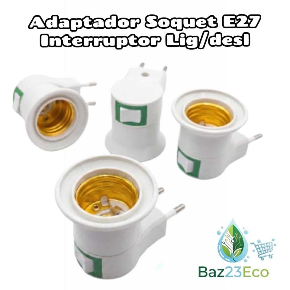 Kit Adaptador de Lâmpada Soquete E27 para Tomada com Interruptor Liga/Desliga Bivolt 110V/220V | Soquete E27