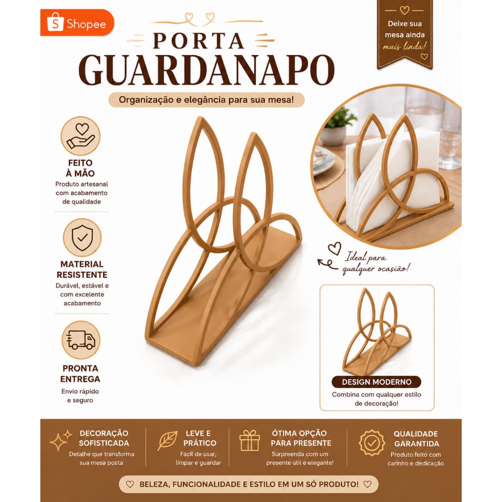 Porta Guardanapos Cestinha, Utensílio Doméstico Acessório Cozinha Moderno Triquetra