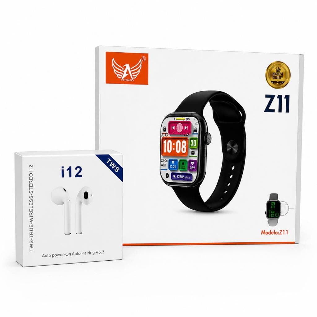 Kit Smartwatch Z11 + Fone Bluetooth i12 TWS - Comprou o Relógio Ganhou o Fone - Altomex