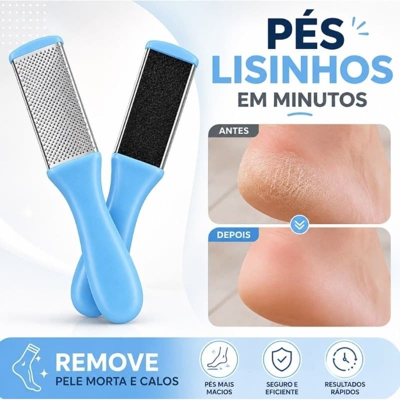 Removedor de Calos Lixa Para Pés Dupla Face Calcanhar Pele Morta Pedicure Profissional Inox