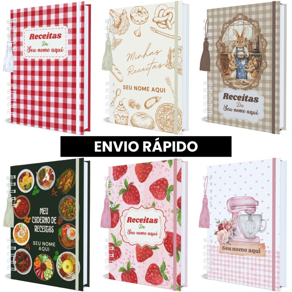 Caderno De Receitas Personalizado Com Nome Livro De Receitas Culinária Capa Dura
