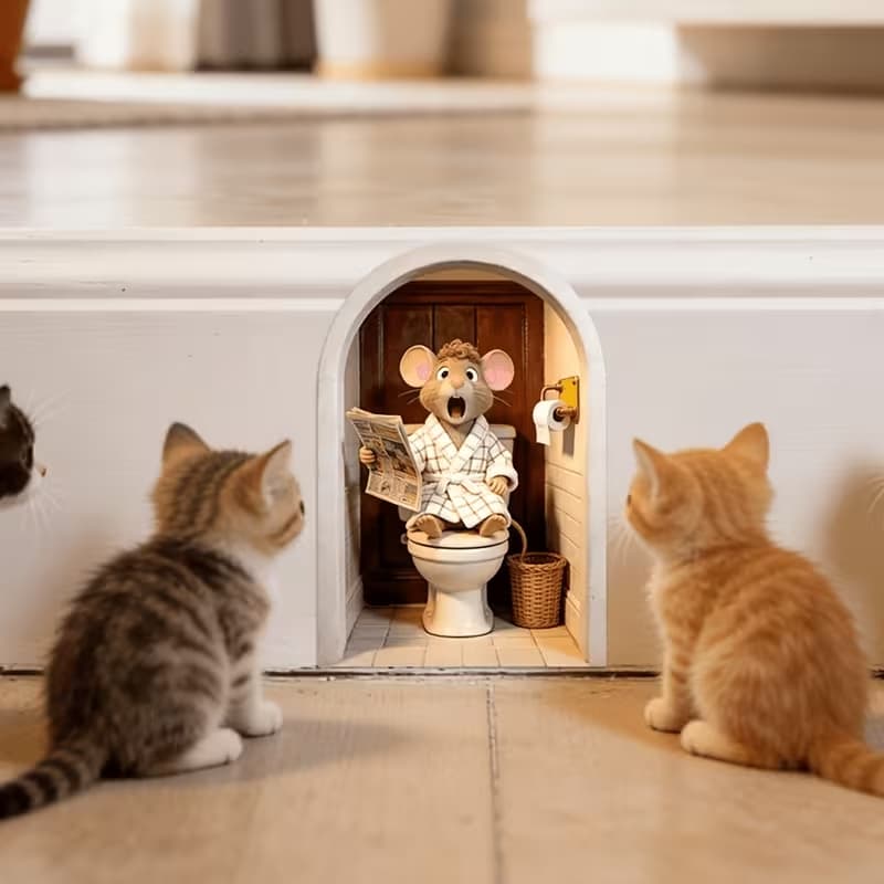 Adesivo Divertido de Parede Buraco de Rato, Estampa Animal, Autoadesivo para Quarto Cozinha Sala de Estar