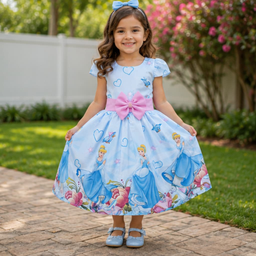 VESTIDO PRINCESA CINDERELA INFANTIL FESTA CINDERELA