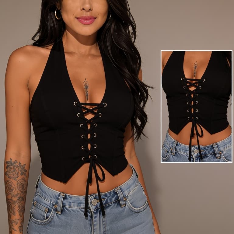 cropped corselete alfaiataria  feminino  com amarração cores candy verão europeu tendência 2025 chic corset