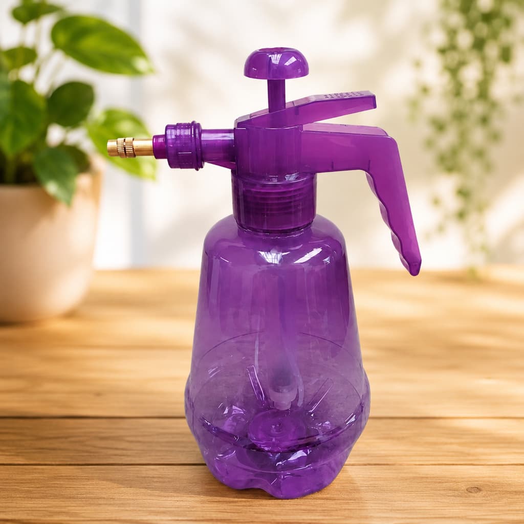 Pulverizador Pressão Manual 1,6L Jardim Plantas Limpeza Bico Ajustável Gatilho Trava Pega Sapo Casa