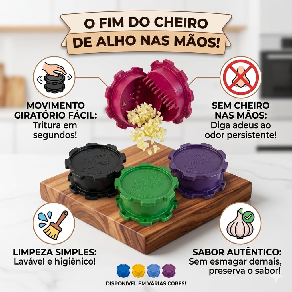 Triturador de Alho 1/2/3 BPA FREE Resistente Moedor Manual